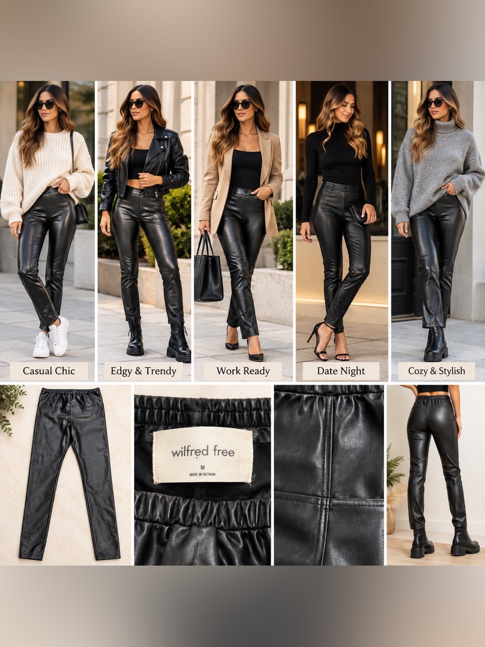 Wilfred Black Faux Leather Skinny High-Rise Pants